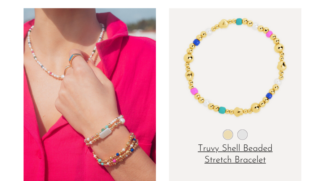 Truvy Coastal Beaded Stretch Bracelet
