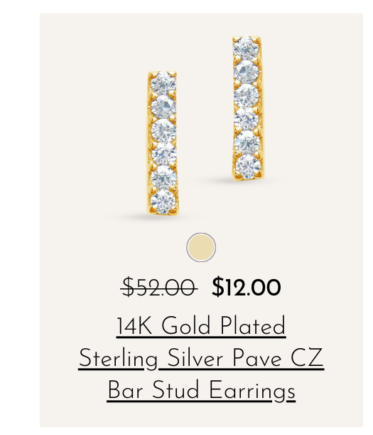 14k gold plated bar stud earrings