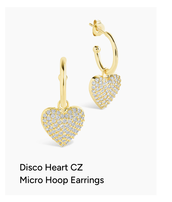 Disco Heart CZ Micro Hoop Earrings