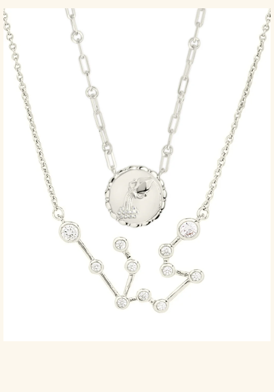 'When Stars Align' Constellation Necklace & Bold Link Zodiac Necklace Set