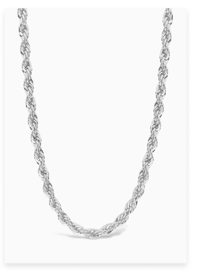 Sterling Silver Rope Twist Chain Necklace