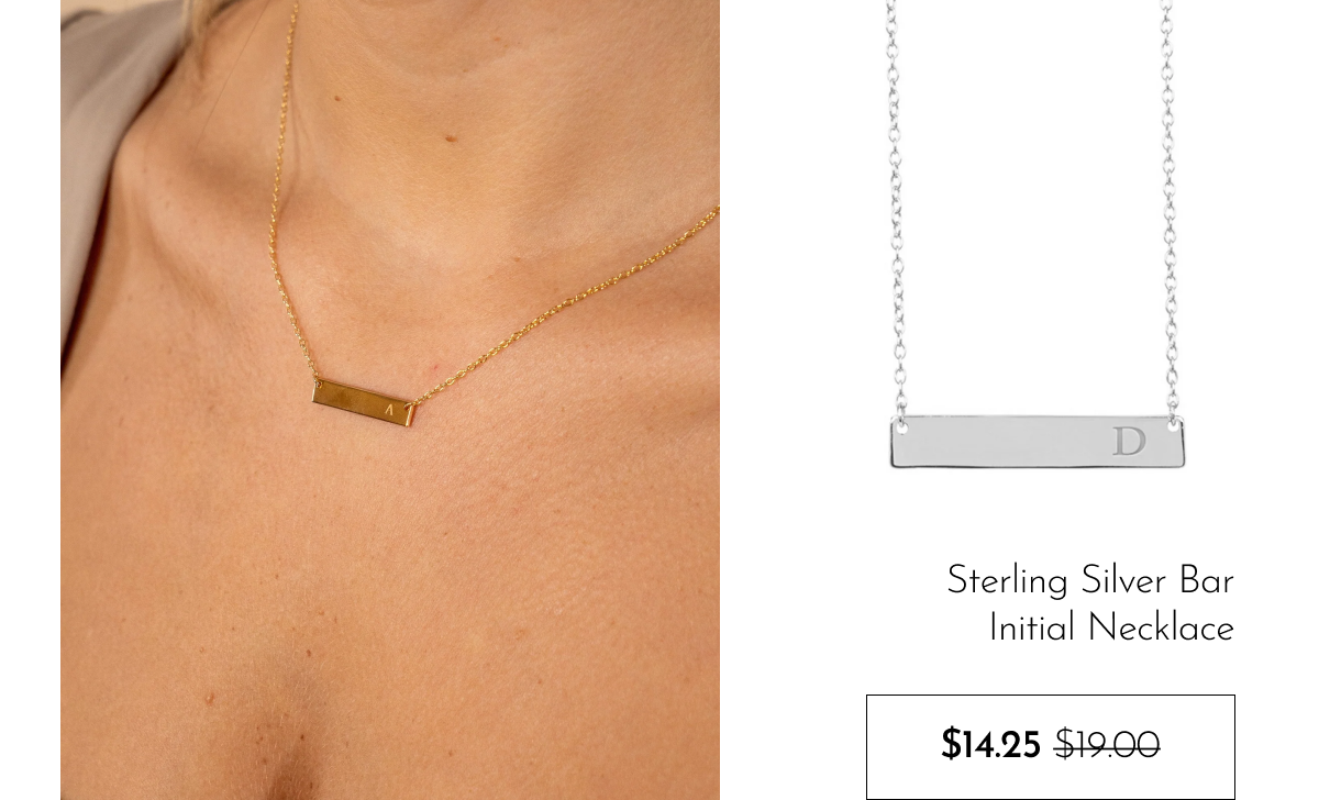Sterling Silver Bar Initial Necklace [*$14.25* $19.00]