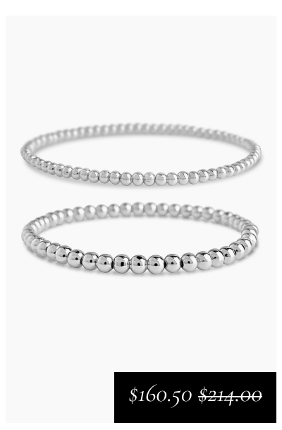 Sterling Silver Beaded Stretch Bracelet Sets [*$160.50* $214.00]