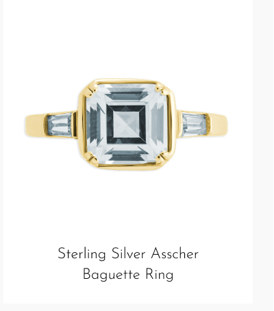 Sterling Silver Asscher Baguette Ring