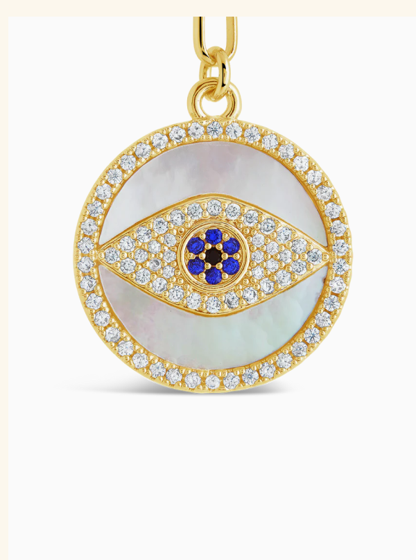CZ & Mother of Pearl Evil Eye Pendant Necklace
