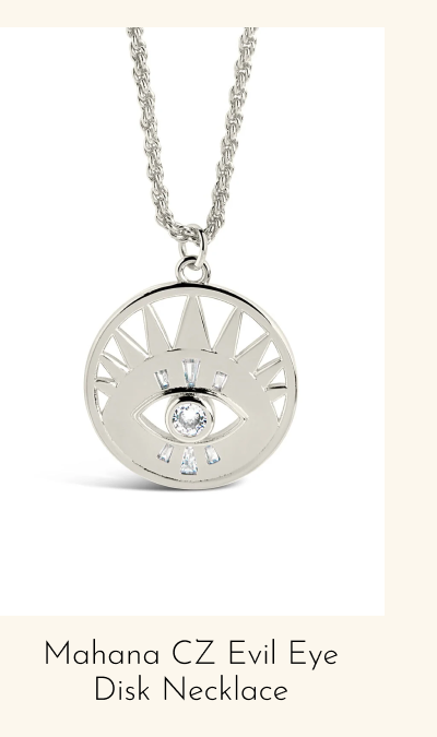 Mahana CZ Evil Eye Disk Necklace