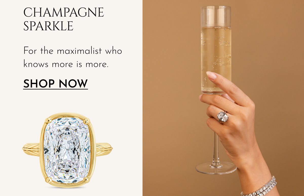 Champagne Sparkle | For the maximalist who knows more is more. [Shop now] | Sterling Silver Elongated Cushion Cocktail Ring