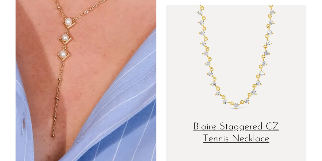 blaire staggered cz tennis necklace