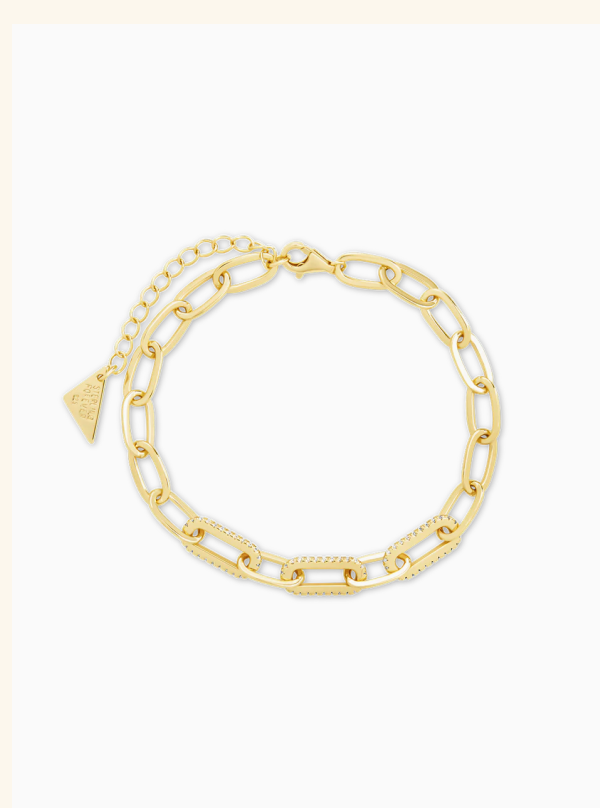 Sterling Silver Hallie CZ Paperclip Chain Bracelet