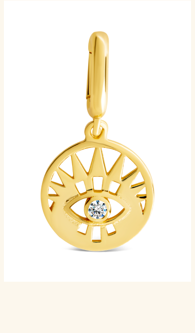 Sterling Silver CZ Evil Eye Disc Charm