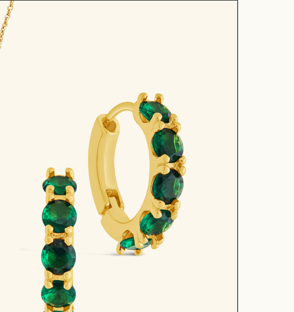 Olivia Emerald CZ Micro Hoop Earrings