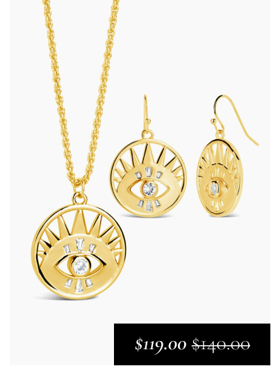 CZ Evil Eye Dangle Earring & Necklace Set