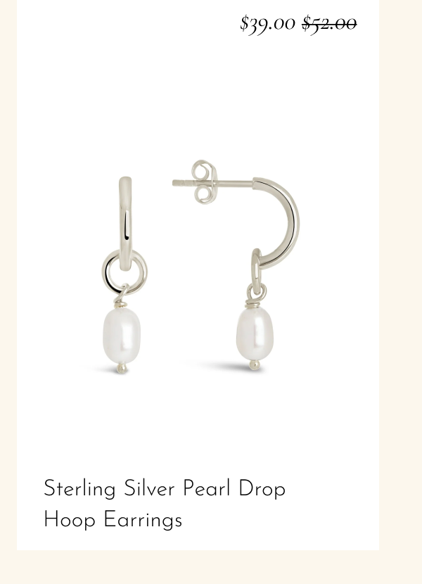 Sterling Silver Pearl Drop Hoop Earrings