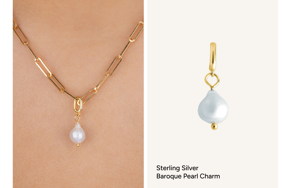 Sterling Silver Baroque Pearl Charm