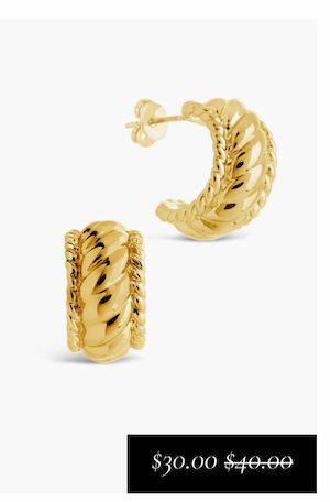 Kalina Quilted Huggie Hoop Earrings [*$30.00* $40.00]