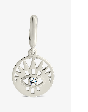 Sterling Silver CZ Evil Eye Disc Charm