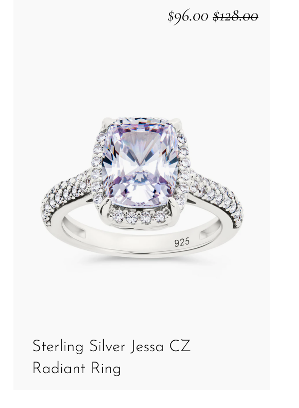 Sterling Silver Jessa CZ Radiant Ring [*$96.00* $128.00]