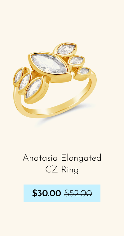 Anatasia Elongated CZ Ring - now $30, was $52