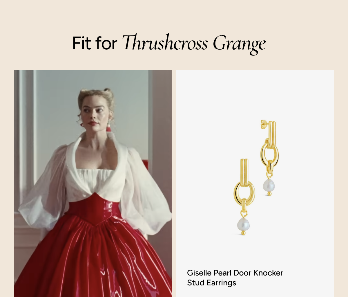 Fit for Thrushcross Grange: Giselle Pearl Door Knocker Stud Earrings
