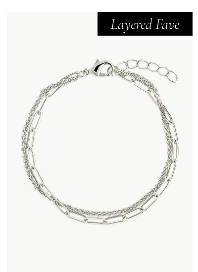 Emery Layered Paperclip & Curb Chain Bracelet