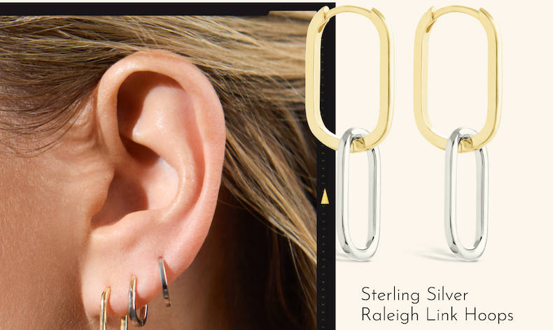 Sterling Silver Raleigh Link Drop Hoops