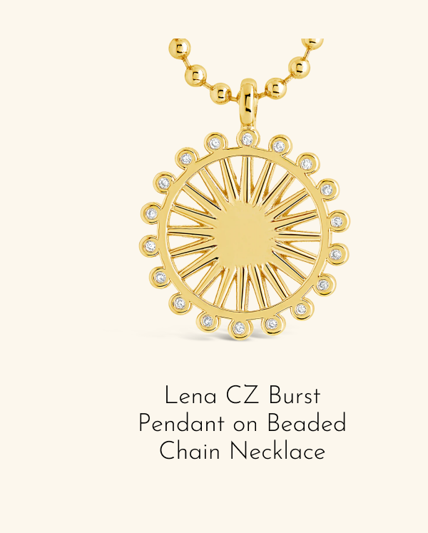 Lena CZ Burst Pendant on Beaded Chain Necklace