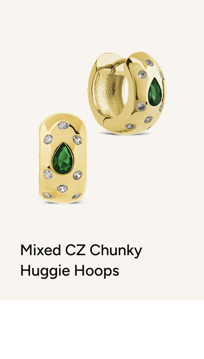 Mixed CZ Chunky Huggie Hoops