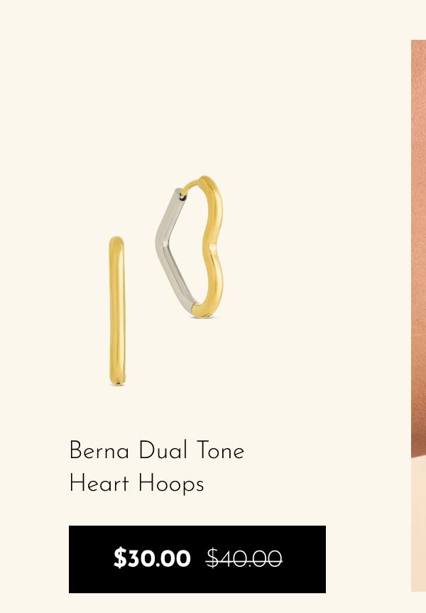 Berna Dual Tone Heart Hoops $30.00