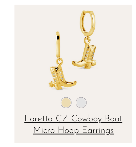 Loretta CZ Cowboy Boot Micro Hoop Earrings