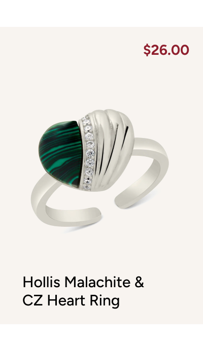 Hollis Malachite & CZ Heart Ring [$26.00]