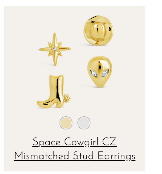 Space Cowgirl CZ Mismatched Stud Earrings
