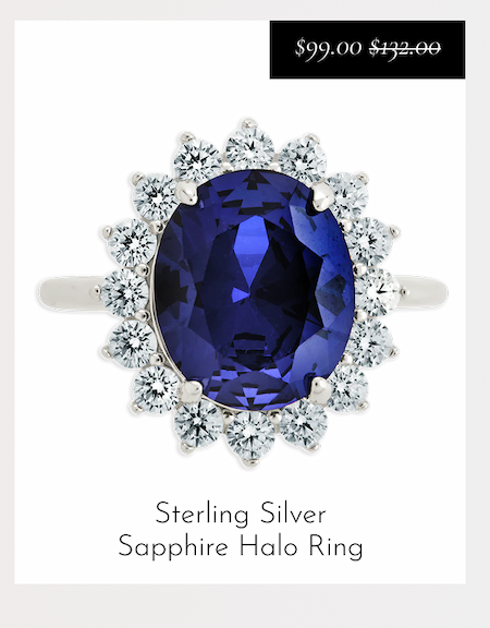 Sterling Silver Sapphire Halo Ring - $99