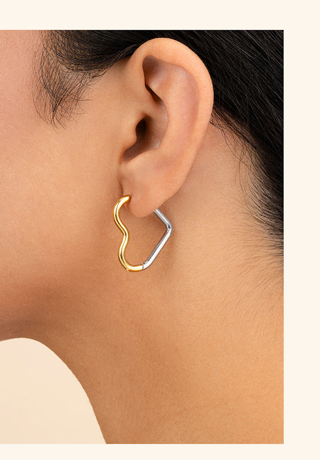 Berna Dual Tone Heart Hoops