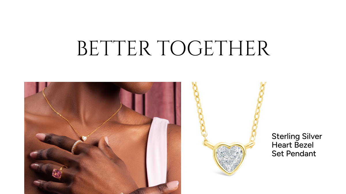Better Together | Sterling Silver Heart Bezel Set Pendant