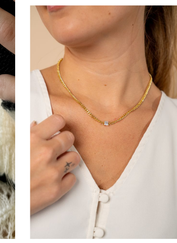 Curb Chain Necklace with Stationed CZ