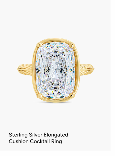 Sterling Silver Elongated Cushion Cocktail Ring