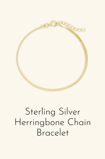 Sterling Silver Herringbone Chain Bracelet