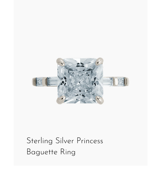 Sterling Silver Princess Baguette Ring