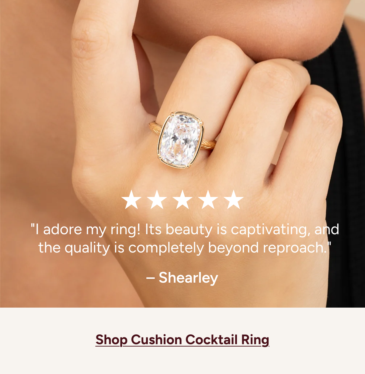 5-star review: "I adore my ring! Its beauty is captivating, and the quality is completely beyond reproach." —Shearley [Shop Cushion Cocktail Ring]
