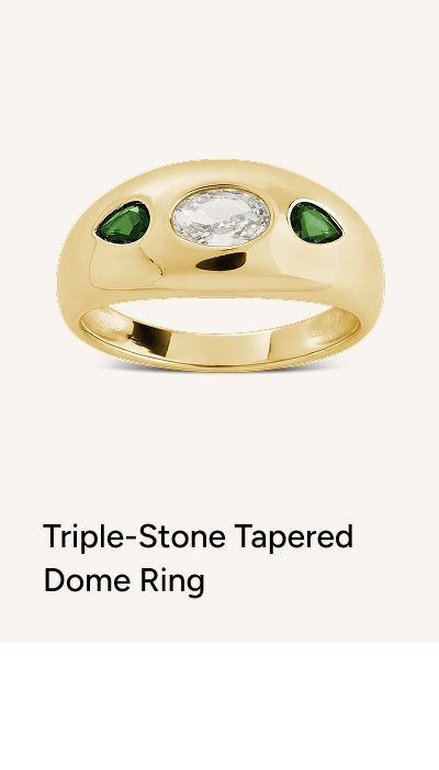 Sterling Silver Triple-Stone Tapered Dome Ring