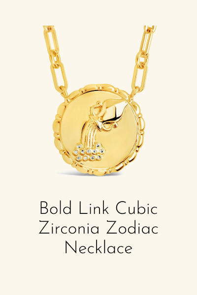 Bold Link Cubic Zirconia Zodiac Necklace