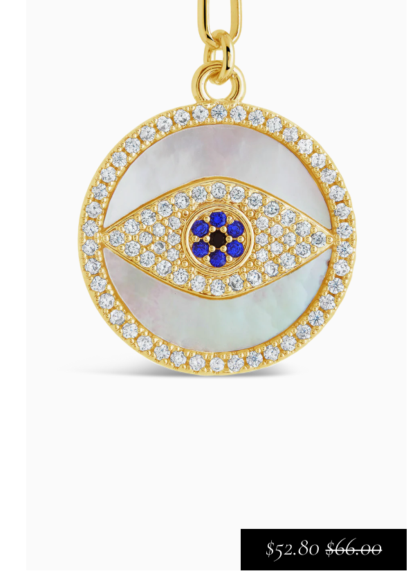 CZ & Mother of Pearl Evil Eye Pendant Necklace