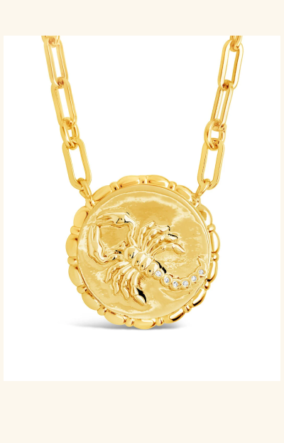 Bold CZ Zodiac Link Pendant Necklace