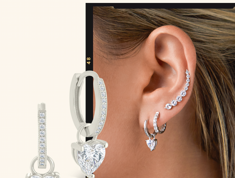 Sterling Silver Eugenia Heart Cut CZ Dangle Micro Hoops