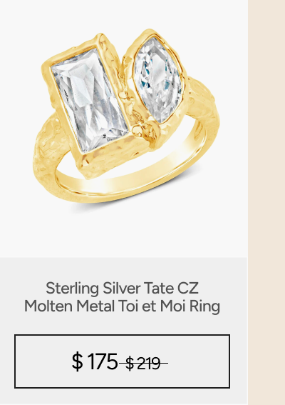 Sterling Silver Tate CZ Molten Metal Toi et Moi Ring