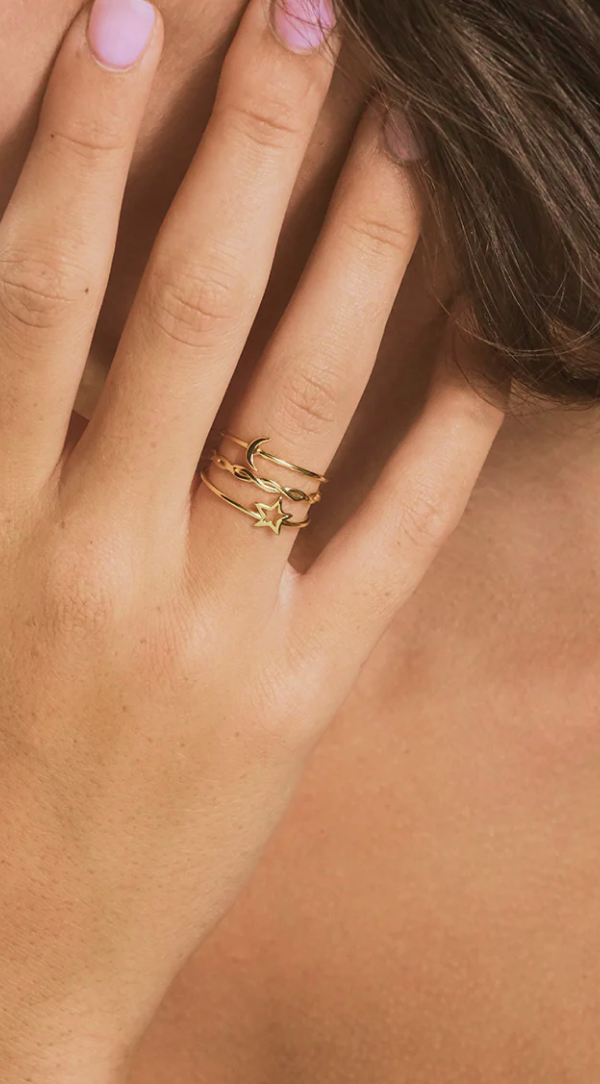 Sterling Silver Celestial Stacking Ring Set of 3