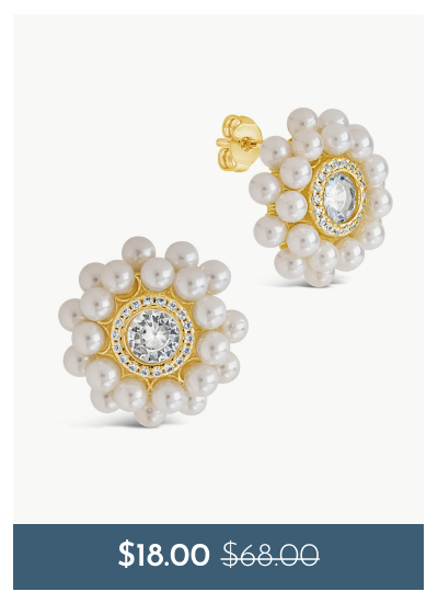 Betty CZ & Pearl Stud Earrings | $18.00