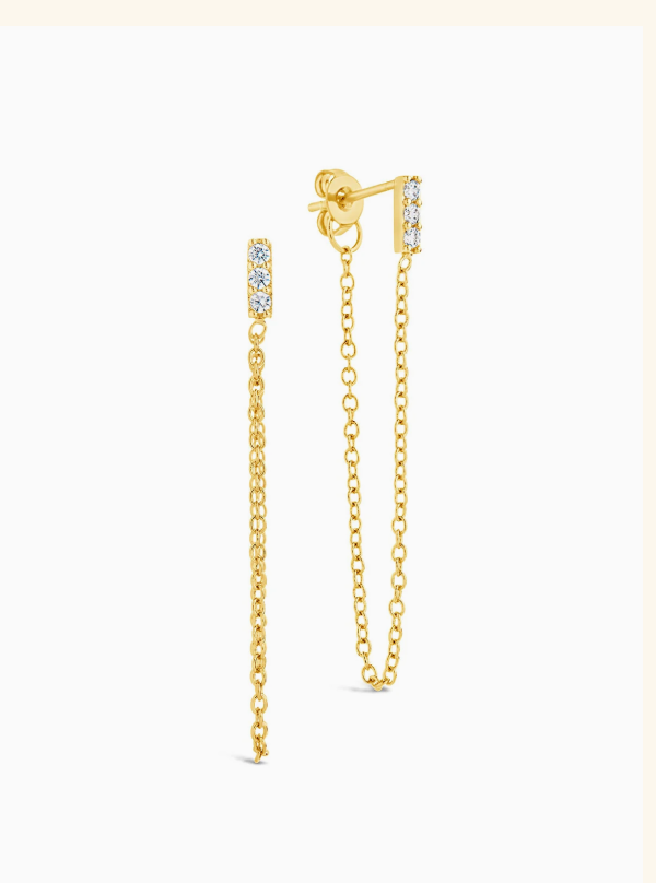 Chelsea CZ Chain Drop Stud Earrings