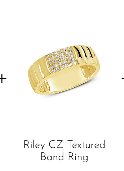 Riley CZ Textured Band Ring