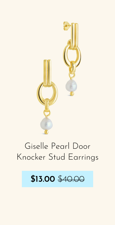 Giselle Pearl Door Knocker Stud Earrings - now $13, was $40